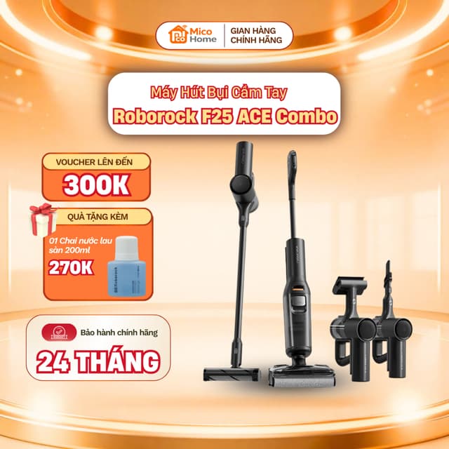 Máy Hút Bụi Lau Nhà Cầm Tay Roborock F25 ACE Combo (5 in 1) - Lực Hút 20000Pa - Bảo Hành 2 Năm - Ảnh 3