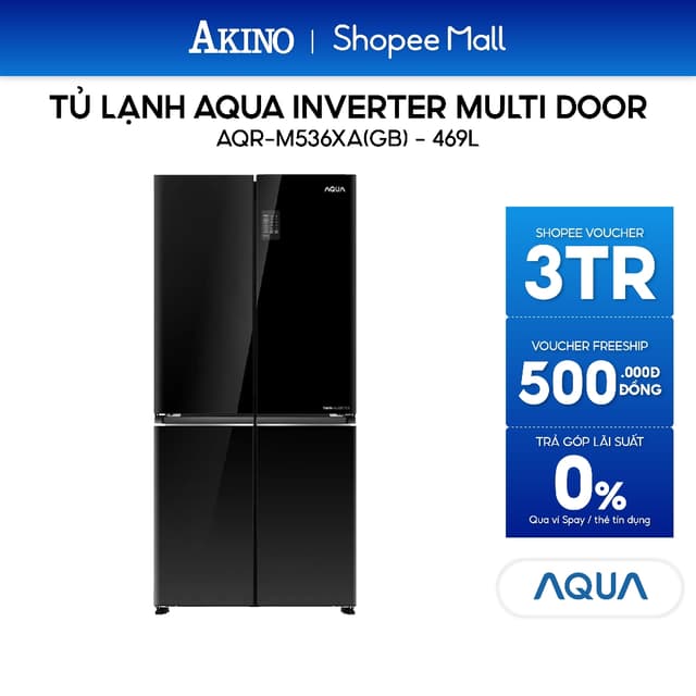 AQR-M536XA(GB) - Tủ lạnh AQUA Multi Door Inverter 469 lít - Bảo hành chính hãng 24 tháng I Miễn phí giao hàng - Ảnh 11