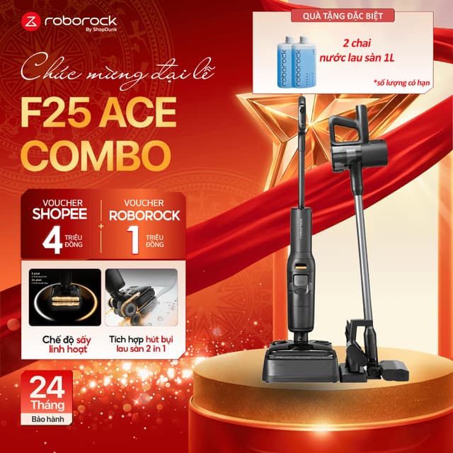 Máy Hút Bụi Lau Nhà Cầm Tay Không Dây Roborock F25 Ace Combo Chính Hãng | Tự Động Giặt, Sấy Con Lăn - Ảnh 6