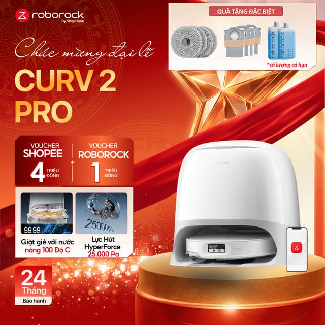 Robot Hút Bụi Lau Nhà Roborock Qrevo Curv 2 Pro Chính Hãng | Lau Nhà Nước Nóng - Ảnh 11