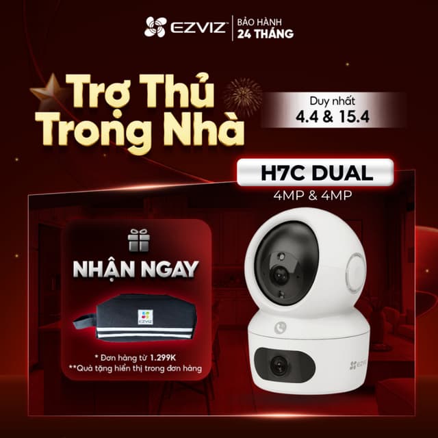 Camera WIFI EZVIZ H7C 4MP & 4MP Ống kính kép liên kết thông minh, Quay quét toàn diện, Đàm thoại 2 chiều - Ảnh 6