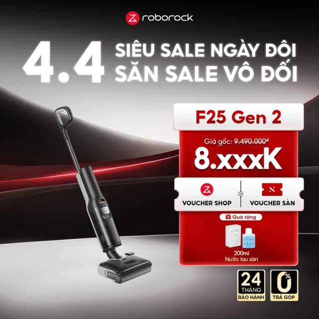 [QUÀ TẶNG] Roborock F25 Gen 2 máy hút bụi lau nhà cầm tay không dây | Tự động giặt sấy giẻ | Lực hút 20.000Pa - Ảnh 2
