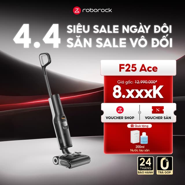 [QUÀ TẶNG] Roborock F25 ACE máy hút bụi lau nhà cầm tay không dây | Giặt sấy tự động con lăn | Lực hút 20.000Pa | Bảo hà - Ảnh 1