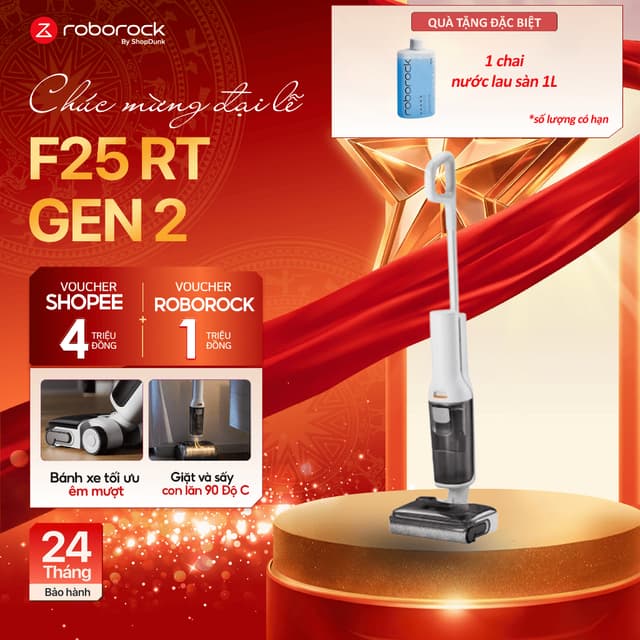 Máy Hút Bụi Lau Nhà Cầm Tay Roborock F25 RT Gen 2 Chính Hãng | Giặt, Sấy Con Lăn 90 Độ | Bánh Xe Chuyển Động Êm Mượt - Ảnh 7