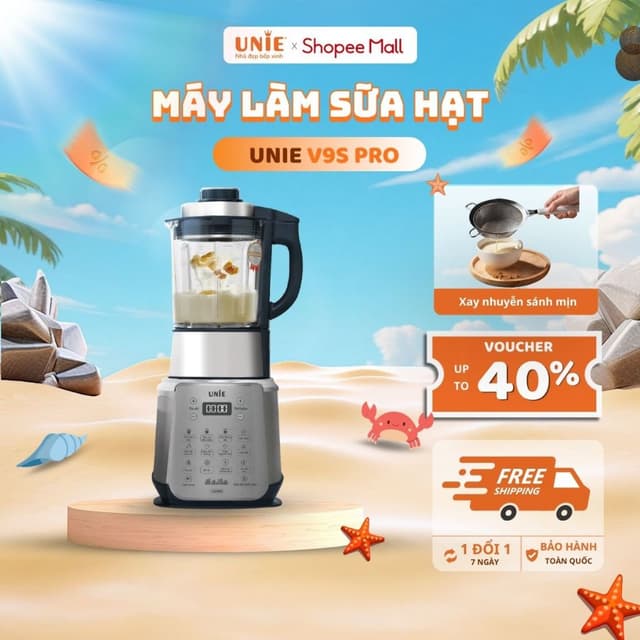 Máy làm sữa hạt Unie V9S PRO, xay nấu đa năng, dung tích 1.75L, động cơ thế hệ mới, xay siêu mịn, bảo hành 24T - Ảnh 3