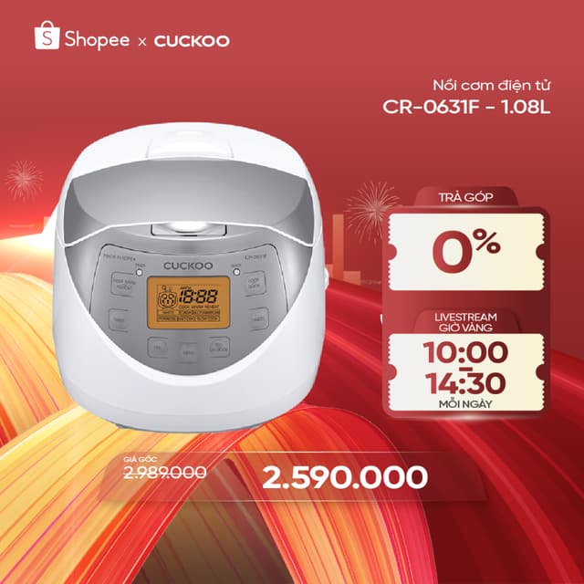 Nồi cơm điện tử CUCKOO 1.08L lít CR-0631F - Hàng chính hãng - Chất lượng Hàn Quốc - Ảnh 2