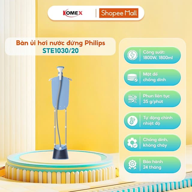 Bàn ủi hơi nước đứng PHILIPS STE1030/20 STE1040/20 (1800W - 1.8L), Bảo hành chính hãng 2 năm - Ảnh 10