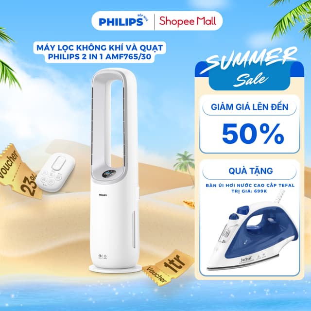 Máy Lọc Không Khí và Quạt PHILIPS 2 Trong 1 AMF765/30 (40W - 47dB) Diện Tích Lọc Rộng Đến 70m2 - Ảnh 9