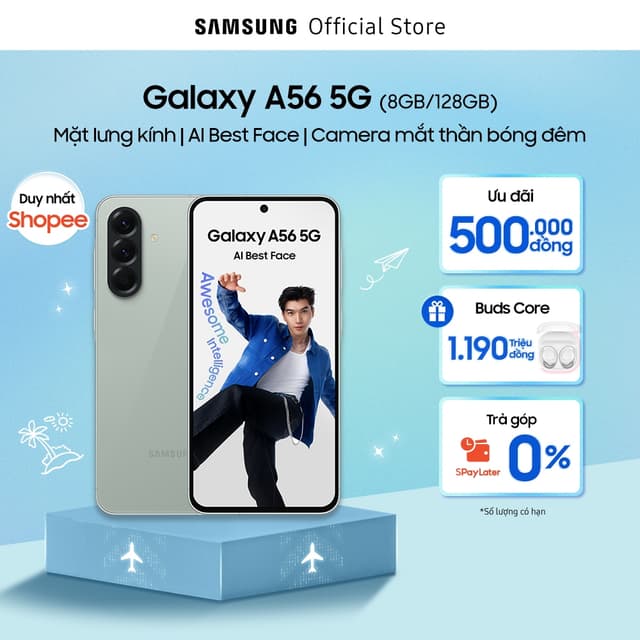 Combo Độc Quyền: ĐIện Thoại Samsung Galaxy A56 128GB + Tai nghe Samsung Galaxy Buds Core (Trắng) - Ảnh 3