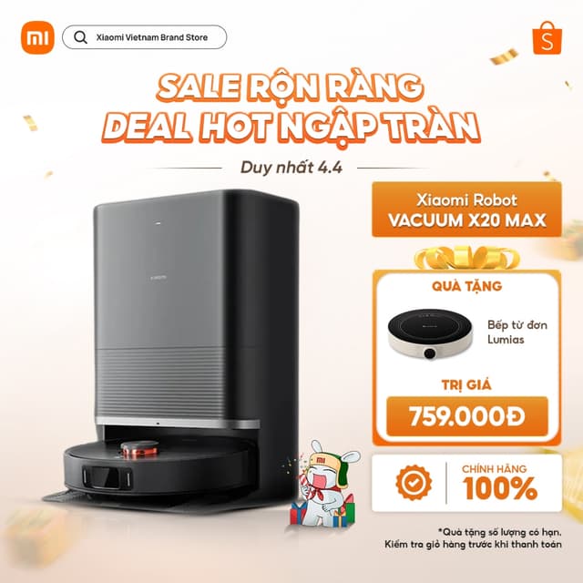 Robot hút bụi lau nhà Xiaomi Robot Vacuum X20 Max BHR9220EU - Lực hút 8000Pa - Pin 5200mAh - Trạm sạc All in One - Ảnh 4