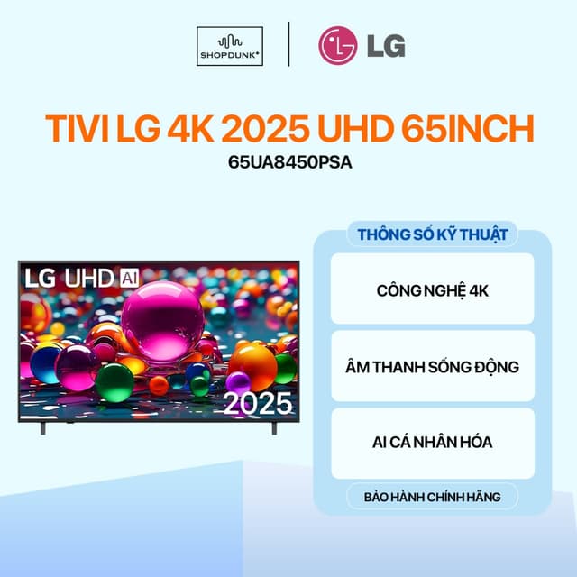 Smart TV LG AI 4K 2025 UHD 65 Inch 65UA8450PSA Chính Hãng - Ảnh 6
