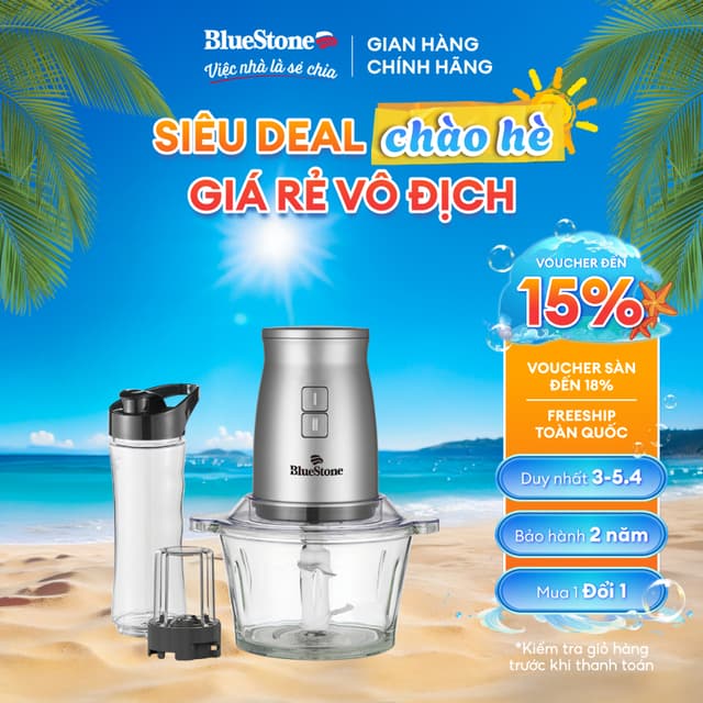 [BlueStone] Máy Xay Đa Năng BlueStone BLB-5348 - 2 Lít - 500W - xay thịt, sinh tố, gia vị, đánh trứng, bóc tỏi - Ảnh 3