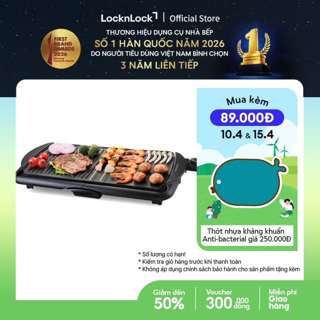 Bếp Nướng Điện Lock&Lock Electric Grill (2000W) EJG231 - Ảnh 7