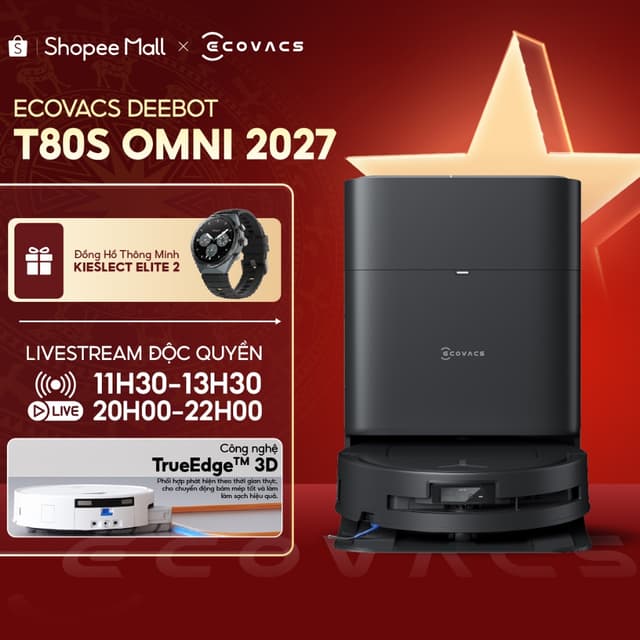 Robot hút bụi lau nhà Ecovacs Deebot T80S Omni 2027 - Lực hút 24800Pa - Giặt nóng và sấy nóng - BH 24 Tháng Chính hãng - Ảnh 7