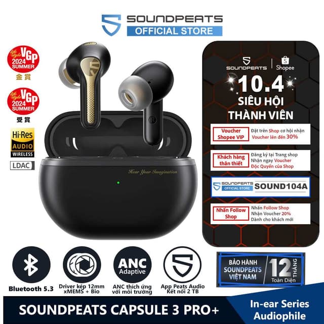 Tai nghe True Wireless SoundPEATS Capsule 3 Pro+ Loa kép xMEMS LDAC Bluetooth 5.3 - Ảnh 2