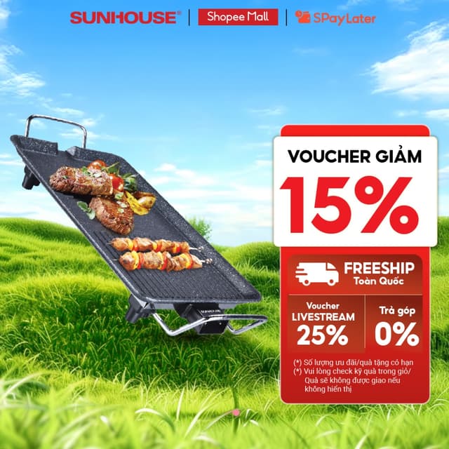 Bếp nướng điện Sunhouse SHD4607 - Công suất 1500W - Một miệng rót mỡ thừa tiện dụng - Phích cắm rời, 2 chấu - Ảnh 6