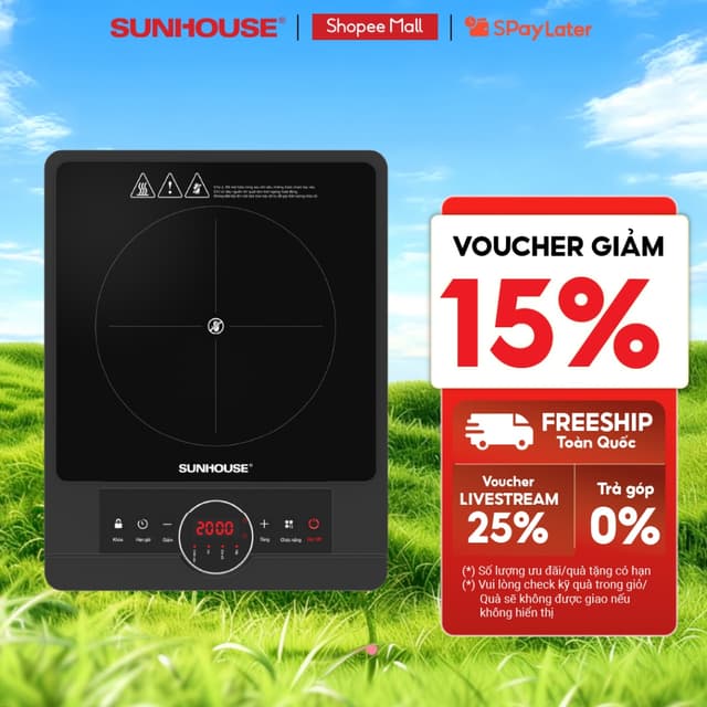 Bếp hồng ngoại Sunhouse SHD6012A - Công suất 2000W - Mặt kính pha lê - Chế độ hẹn giờ - Khóa trẻ em - Đa chức năng - Ảnh 8