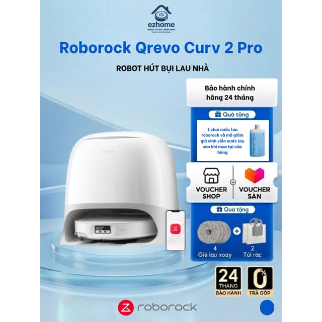 [Giá siêu tốt]Robot Hút Bụi Lau Nhà Roborock Qrevo Curv 2 Pro - Siêu Lực Hút 18.500Pa Giặt Giẻ Nước Nóng - Chính Hãng - Ảnh 6