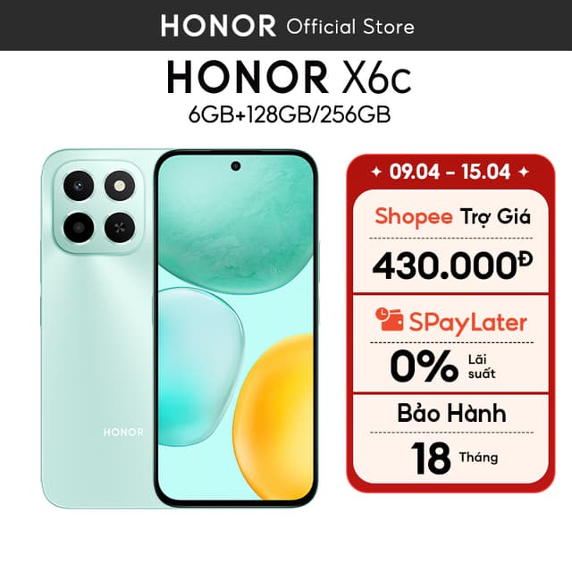 Điện Thoại Di Động Honor X6c 6GB + 128GB/256GB | Pin 5300mAh | Camera 50MP| NFC | Kháng nước IP64 | BH 18 Tháng - Ảnh 9