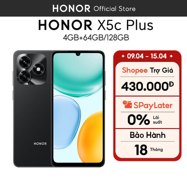 [NEW] Điện Thoại Honor X5c Plus 4GB + 64/128GB | Pin 5260mAh | Media Tek Helio G81 | Bảo hành 18 Tháng - Ảnh 2