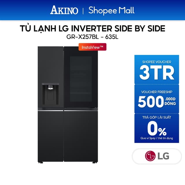 Tủ lạnh LG Inverter 635 Lít Side By Side InstaView Door-in-Door GR-X257BL - Bảo hành chính hãng - Ảnh 9