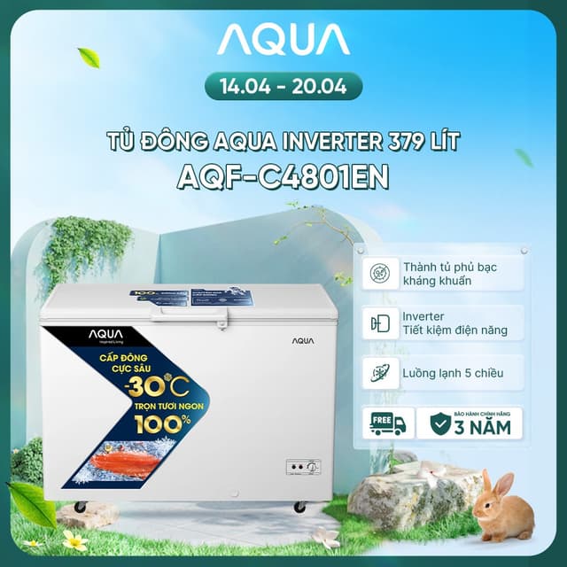 Tủ đông Aqua Inverter 379 Lít AQF-C4801EN - Hàng chính hãng - Ảnh 7