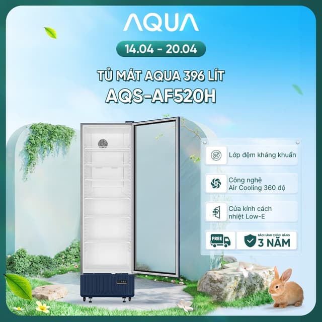 [SẢN PHẨM MỚI 2025] Tủ mát AQUA 396 lít AQS-AF520H - Làm lạnh 360 độ - 6 ngăn mát - Freeship - Ảnh 3