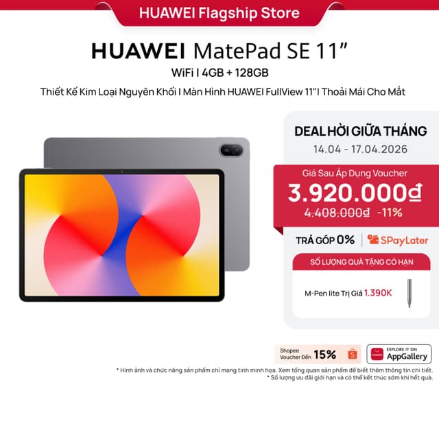 Máy tính bảng HUAWEI MatePad SE 11”| Thiết Kế Kim Loại Nguyên Khối||Màn Hình HUAWEI FullView 11" Thoải Mái Cho Mắt - Ảnh 7