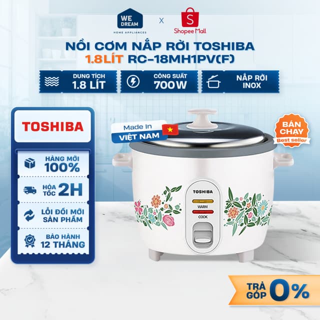 RC-18MH1PV(F) - Nồi Cơm Nắp Rời Toshiba 1.8 Lít RC-18MH1PV(F) - Hàng Chính Hãng, Mới 100% - Ảnh 5
