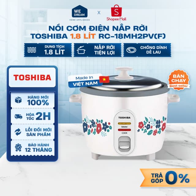 RC-18MH2PV(F) - Nồi Cơm Nắp Rời 1.8 Lít Toshiba RC-18MH2PV(F) - Hàng Chính Hãng, Mới 100% - Ảnh 11