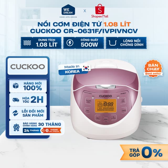 CR-0631F/IVPIVNCV - Nồi Cơm Điện Tử Cuckoo 1.08 Lít CR-0631F/IVPIVNCV - Hàng Chính Hãng, Mới 100% - Ảnh 4