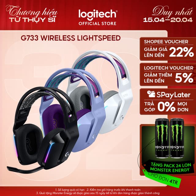 Tai nghe gaming không dây Logitech G733 - RGB, màn loa Pro-G, Mic Blue Voice - Ảnh 4
