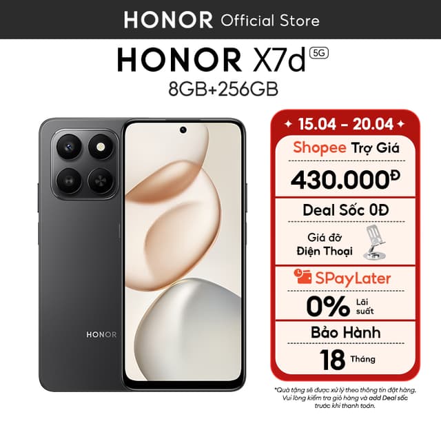 Điện Thoại HONOR X7d 5G 8GB+ 256GB | Pin 6500mAh | 6.77 inch | Snapdragon 6s Gen 3 | BH 18 Tháng - Ảnh 6