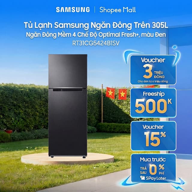 Tủ Lạnh Samsung Ngăn Đông Trên 305L RT31CG5424B1SV - Ngăn Đông Mềm 4 Chế Độ Optimal Fresh+, màu Đen - Ảnh 5