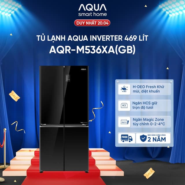 Tủ lạnh Aqua Inverter 469 lít Multi Door AQR-M536XA(GB) - Freeship toàn quốc - Bảo hành 2 năm - Ảnh 12