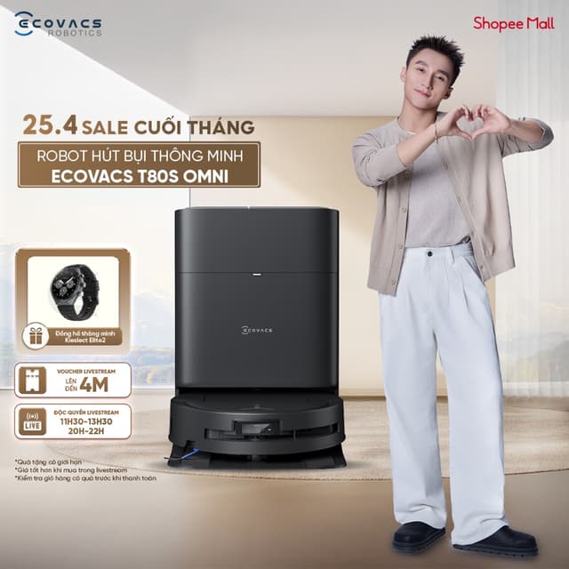 Robot hút bụi lau nhà Ecovacs Deebot T80S Omni 2027 - Bảo hành 24 Tháng Chính hãng - Ảnh 11
