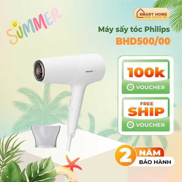 Máy sấy tóc Philips BHD500/00, công suất 2100W, bảo hành 2 năm | Hàng chính hãng - Ảnh 3