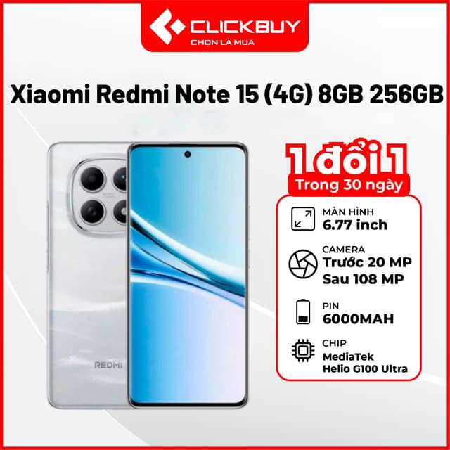 Điện thoại Xiaomi Redmi Note 15 (4G) 8GB 256GB Chính Hãng - Ảnh 2