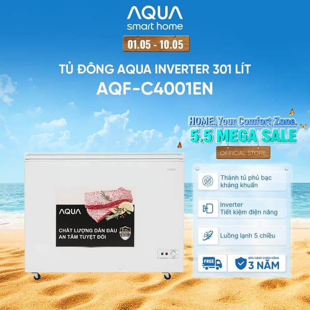 Tủ đông Aqua Inverter 301 lít AQF-C4001EN - Freeship toàn quốc - Ảnh 11