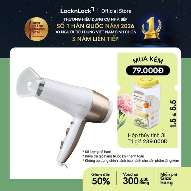 Máy sấy tóc Lock&Lock Màu trắng 220-240V ENA136WHT - Ảnh 4