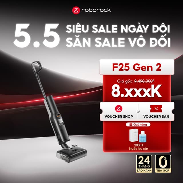 [QUÀ TẶNG] Roborock F25 Gen 2 máy hút bụi lau nhà cầm tay không dây | Tự động giặt sấy giẻ | Lực hút 20.000Pa - Ảnh 6