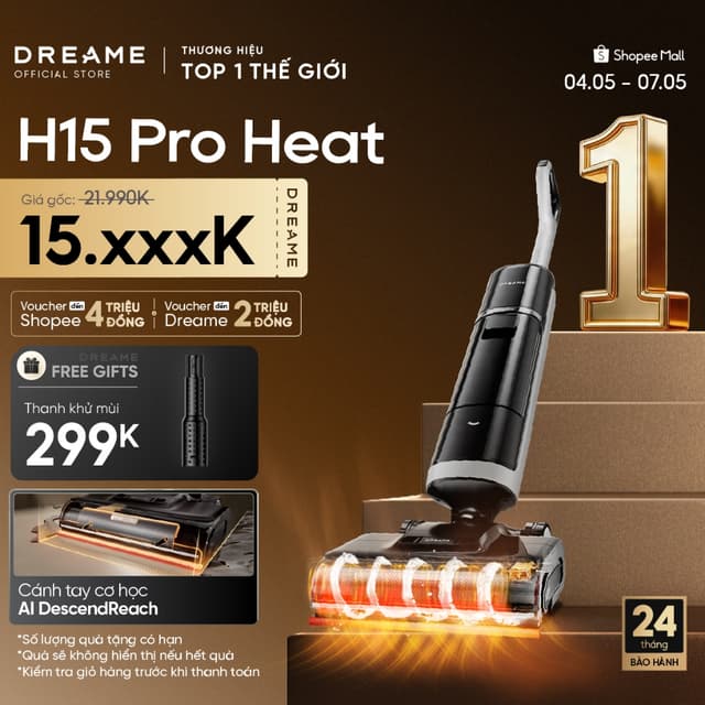 Dreame  H15 Pro Heat/H15 Pro/H15 Pro FoamWash/ H16 Pro Steam Máy hút bụi lau sàn không dây | Giặt nóng - Ảnh 1