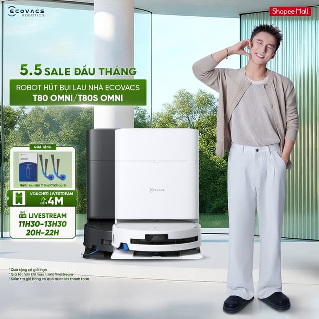 Robot hút bụi lau nhà Ecovacs Deebot T80 Omni/ T80S Omni - Bảo hành 24 tháng chính hãng - Ảnh 7