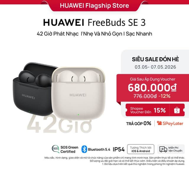 Tai Nghe Bluetooth HUAWEI FreeBuds SE 3 | 42 Giờ Phát Nhạc | Nhẹ Và Nhỏ Gọn | Sạc Nhanh - Ảnh 11