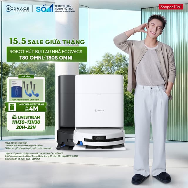 Robot hút bụi lau nhà Ecovacs Deebot T80 Omni/ T80S Omni - Bảo hành 24 tháng chính hãng - Ảnh 9