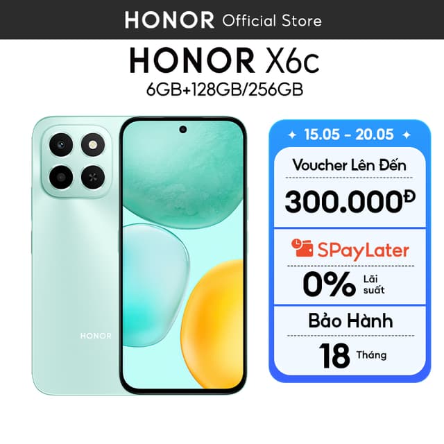 Điện Thoại Di Động Honor X6c 6GB + 128GB/256GB | Pin 5300mAh | Camera 50MP| NFC | Kháng nước IP64 | BH 18 Tháng - Ảnh 6