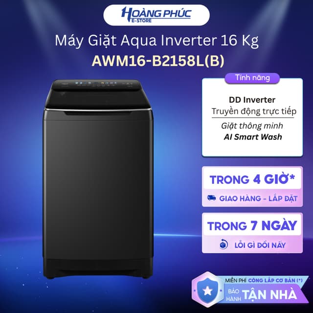 Máy Giặt Aqua Inverter 16 Kg AWM16-B2158L(B) -  {TOÀN QUỐC} - Ảnh 9