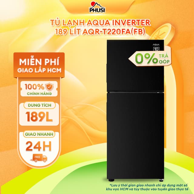 AQR-T220FA(FB) [GIAO HÀNG MIỄN PHÍ HCM] Tủ lạnh Aqua Inverter 189 lít - CHÍNH HÃNG - Ảnh 2