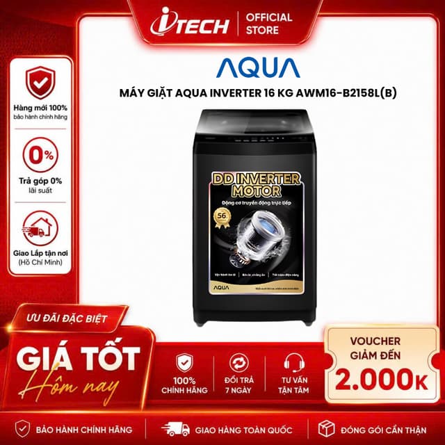 AWM16-B2158L - Máy giặt Aqua Inverter 16 kg AWM16-B2158L(B) - Hàng chính hãng - Ảnh 7