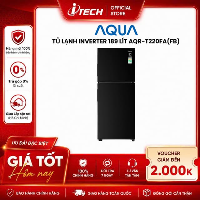 AQR-T220FA(FB) - Tủ lạnh Aqua Inverter 189 lít AQR-T220FA(FB) - Hàng chính hãng - Ảnh 3